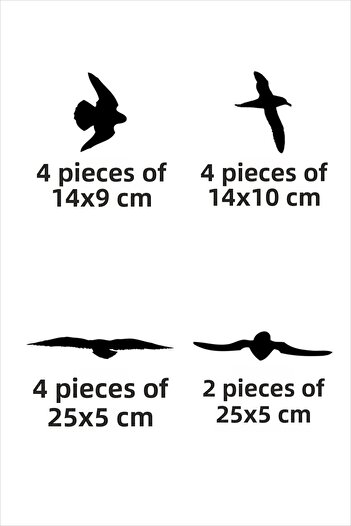 TRC TRAFİK White Decorative Sticker - Windowsill Flying Birds (14 Figures)