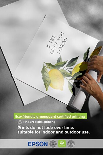 Postifull Frameless Wall Poster, Lemons, Leaves, Text, Watercolor, Typography Based, Yellow, Green Color
