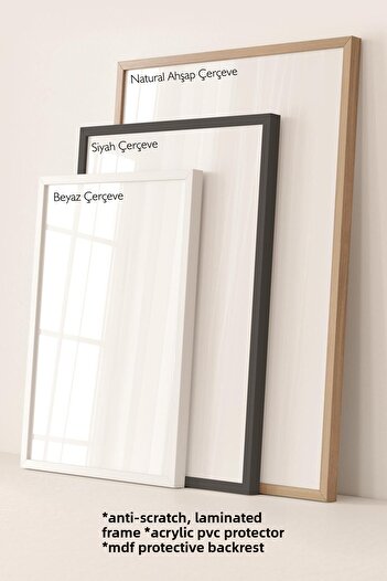 Postifull Set de pictură cu cadru, 3 bucăți cadru negru și set de postere cu temă minimalistă cu desen manual, nr:300566