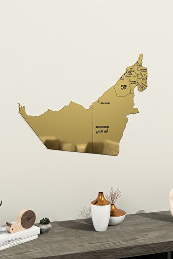 Colorfull Worlds 3D Wooden Map of United Arab Emirates 60X48 cm - Islamic Wall Art Home Office Mosque Decor