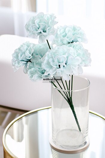 Yapay Çiçek Deposu Artificial Flower 7 Branches Eco Chrysanthemum Bouquet 30 cm Light Blue