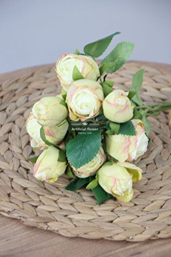 Yapay Çiçek Deposu Artificial Lux 10Pcs Dry Model Rose Bunch with Buds 43 cm Beige