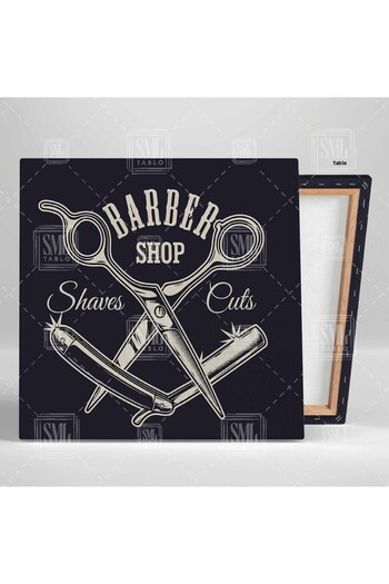 SML TABLO Salon de frizerie Barber Shop Decor pentru salon de coafura Foarfece Rasori Pictura pe panza patrata