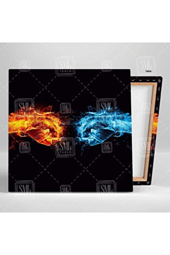 SML TABLO Foc și Apa Fist Contrast Art Decor Pictură pătrată pe pânză