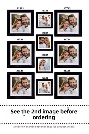 yhfoto 6 Pieces 25x25 - 4 Pieces 15x15 - Black Multiple Frame Set in Different Sizes - Photo Frame