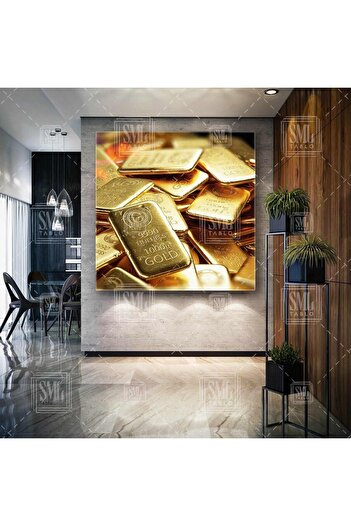 SML TABLO Gold Ingots Gold Jeweler Decor Square Canvas Painting