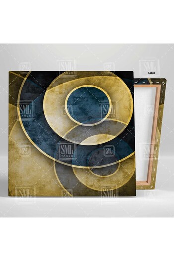 SML TABLO Inele abstracte Cerc Aur Altm Albastru Decorare Modernă Pictură pătrată pe pânză