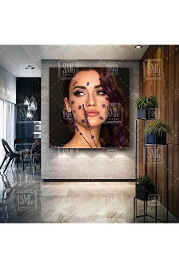 SML TABLO Machiaj în tonuri de violet și lavandă uscată Make Up Salon de frumusețe Pictură pătrată pe pânză