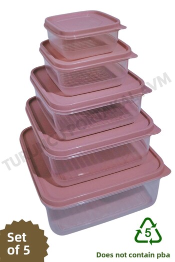 Turuncu Portakal Storage Container with Lid (Set of 5) Kitchen Organizer Square Organizer
