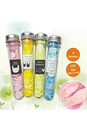 ERA SABUN New Series 4-Pack 400 Sheets Perfumed Dissolving Tube Mini Paper Soap Student Children School Disinfectant