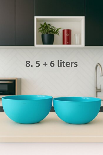 Melkan Home Large Size Round Bowl Set, Salad Bowl, Fruit Vegetable Bowl |   Bpa Free, Dough Basin, 2 Pieces