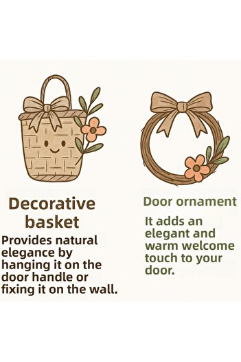 Marrone Red Star Flower Door Ornament Door Basket Wicker Basket