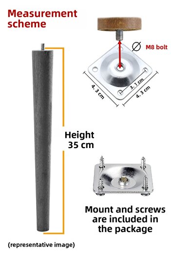 GLASWEN Wooden Leg 35 cm White M8 Bolted Connection Apparatus Furniture Stool Coffee Table Table Support Leg