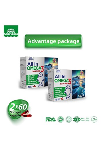 Camrusepa All in Omega 3 2000 Mg |   Advantageous Pack of 2