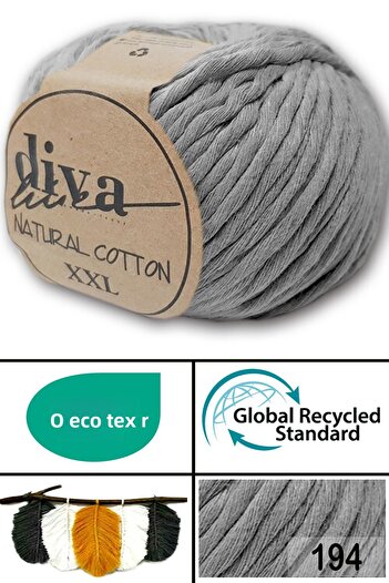 Diva İplik Diva Natural Cotton Xxl 194 Μεσαίο Γκρι