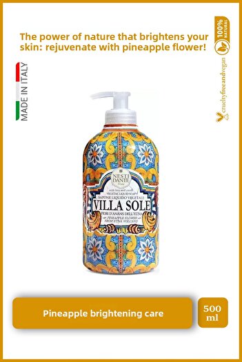 Nesti Dante Villa Sole Fiori D'Ananas Dell'Etna Liquid Soap 500ml | Anti-Aging | Pineapple, C Vitamin
