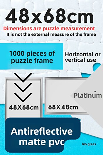 CreaWitch Puzzle Frame - 48X68 cm 1000 Pieces Color Black Brown Gold White Transparent Pvc