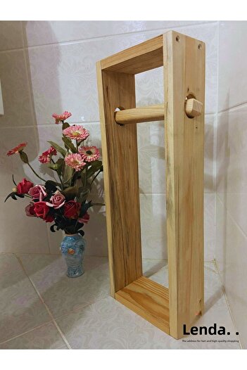 sgeteknoloji Natural Patterned Decorative Toilet Paper Holder (Made of Pine Wood)