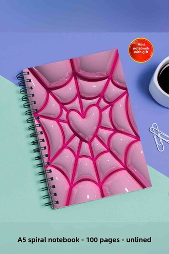 SevindirenŞeyler Spider Man Love 3D Looking Notebook A5 Metal Spiral Unlined Cardboard Cover Planner Notebook