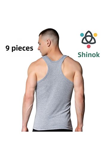 ŞİNOK Men's Ribbed Sports Singlet 6-Pack