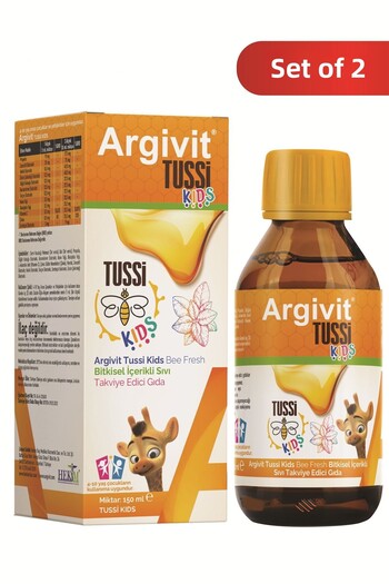 Argivit Tussi Kids 2 Pack Liquid Containing Vitamin C, Zinc, Propolis, Ginger, Thyme, Cinnamon 150 ml
