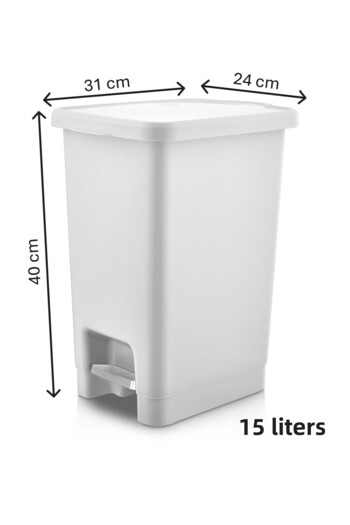 ASlife Pedal Trash Can 15 Liter White