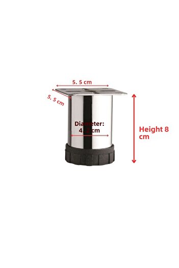 Adem Koç 8 cm Adjustable Furniture Sofa Base Armchair Metal Support Riser Leg Chrome Feet