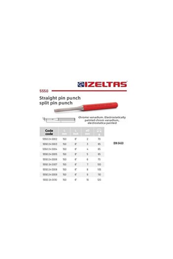 İzeltaş Flat Pin Punch 3 mm - 5550 25 0003