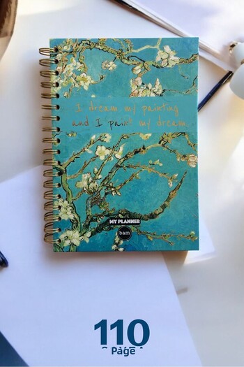 Mielibon Van Gogh Almond Branch Themed Weekly Planner |   Agenda with Sticker 17X24 cm