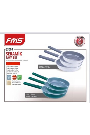 FMS Ceramic 3-Piece Pan Set Green