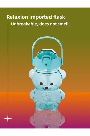 Relaxion Green Flask with Neck Hanger, Gift, Imported Luxury Teddy Bear, 1100 Ml. (449)