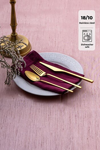 Emsan Alba 18-Piece 6-Person Shiny Gold Sweet Boxed Cutlery Set