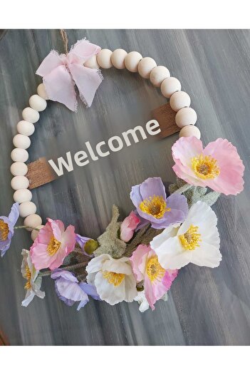 lolipophobi Poppy Themed Wooden Beaded Door Ornament, Decor, Garland, Gift, Home, Home, Artificial Flower, Poppy