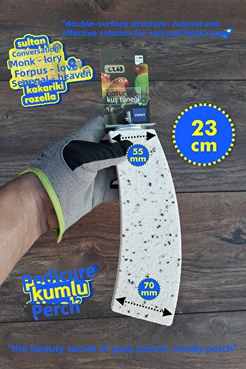 Vixpet Venty 23 cm Double-Sided Pedicure Sandy Stand Perch Sultan, Lori, Monk, Konur, Budgie, Forpus L268