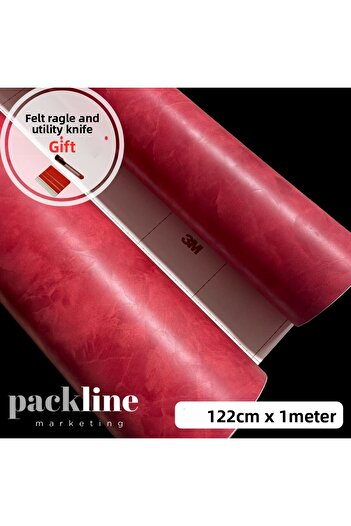 Packline Marketing Decorative Textured Self Adhesive Covering Foil Red 122cm X 1Meter
