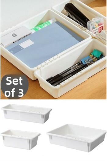 Bayev Flexi Set of 3 Expandable Drawer Organizer Office Organizer - Makeup Kitchen Cabinet Organizer Set