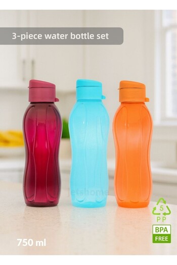 Jet's Home 750 Ml*3 Blue Purple Orange Water Bottle - School Water Bottle with Lid