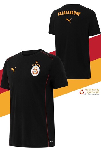 Galatasaray Γνήσιο μπλουζάκι με άδεια χρήσης με λαιμόκοψη μαύρο προπόνησης 5 αστέρων