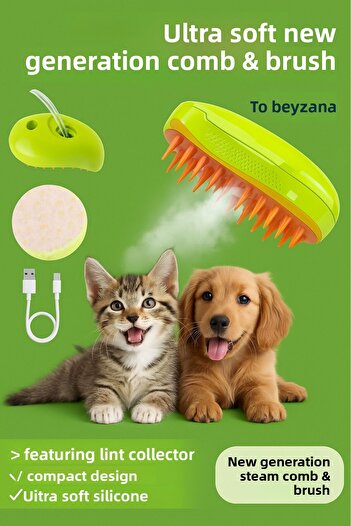 BEYZANA Soft Silicone Steam Cat and Dog Washing Brush