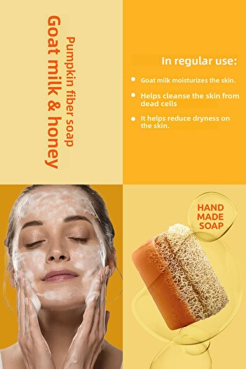 MRS.UMRANTOO Goat Milk and Honey Pumpkin Fiber Natural Soap 130g