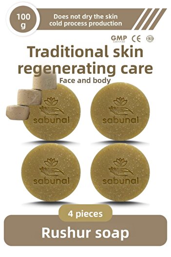 sabunal Rushur Stone Soap Mineral Supply Renewing and Purifying Traditional Skin Care Soap 4 Pieces