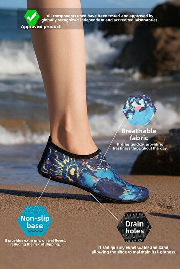 Peluche Mix Blue Anti-Slip Talpă Flexibilă Ușoare Pantofi de plajă pentru femei