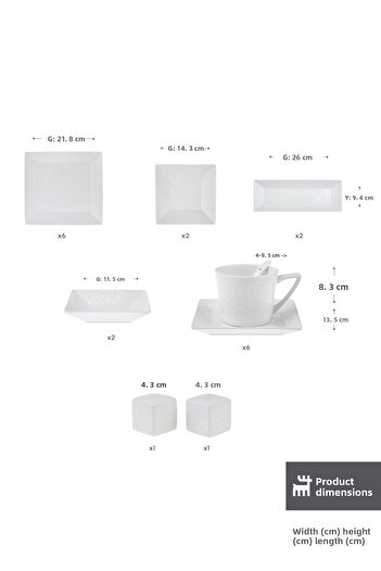 Karaca Forever Bone Trend Emboss 32 Pieces Breakfast Set for 6 People