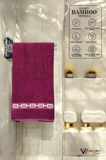 jn junenext Antibacterial & Highly Absorbent Bamboo Hand and Face Towel Set - 50X90 cm Patterned