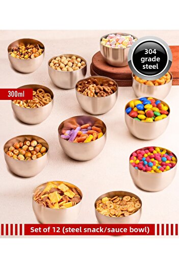 Steel & More Steel Sauce Bowl 12 Piece Snack Bowl Set - 9cm