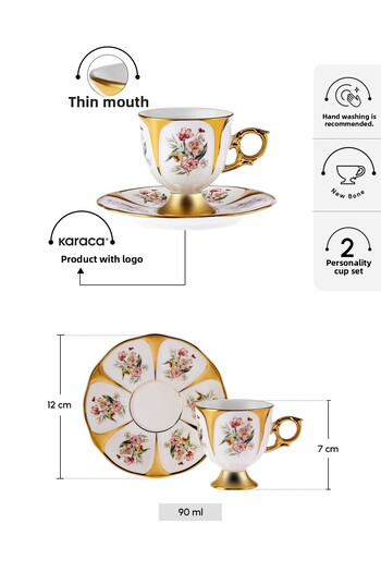Karaca Söke Coffee Cup Set for 2 Persons 90 ml