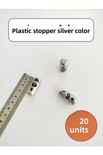 twowall Ip Cord Stopper Single Eye Silver Color Plated 20Pcs