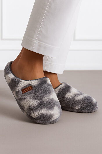 fluffy Ανδρικές παντόφλες για το σπίτι με στάμπα Fleece καρό/καμουφλάζ, βελούδινο εσωτερικό, χοντρή και αντιολισθητική σόλα