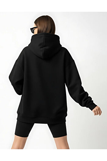 Bheka Concept 1990's Design Printed Black Oversize Unisex Hooded Sweatshirt Hoodie