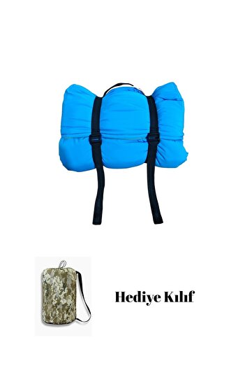 Med Online Turquoise Sleeping Bag (-25 Degree) Water Repellent (215×75 cm) 220 Gr Fiber/180 Gr Polar Camping & Earthquake